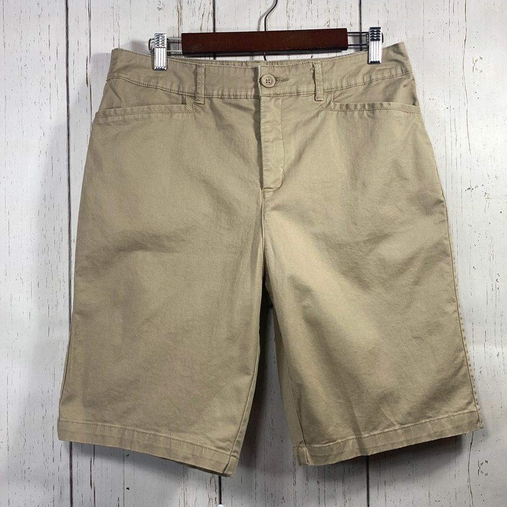 Croft & Barrow Khaki Bermuda Shorts Classic Fit Stretch Size 12 Preppy Casual